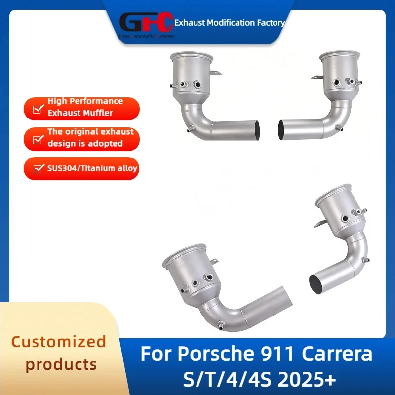 GFC 200-Cell Catted Downpipe for Porsche 911 Carrera S T Carrera 4 4S 2025+ High-Performance 304 Stainless Steel Exhaust System