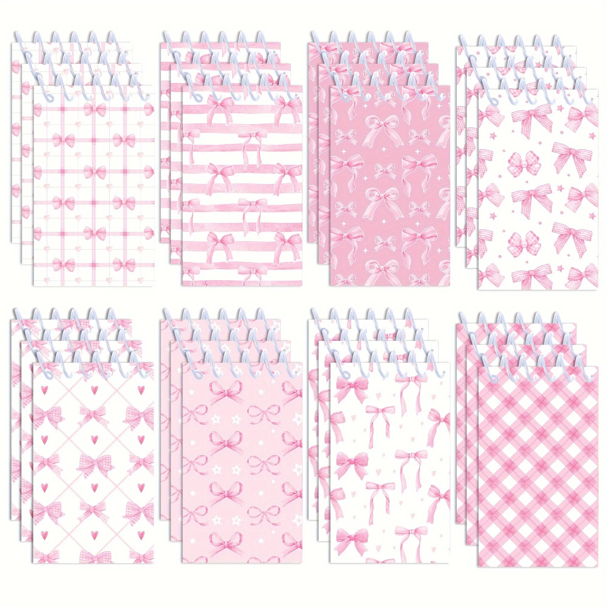 8 Stück Mini-Notizbücher im Bohemian-Stil mit rosa Schmetterlings- und Blumenmuster, Spiral-Taschennotizbücher, geeignet für dekorative Notizblöcke – Detail 2