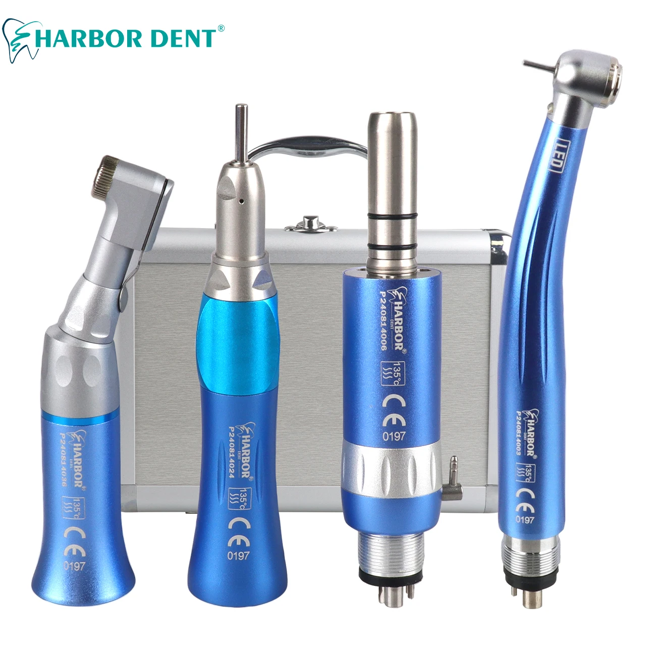 Dental High & Low Speed Handpiece Kit with LED Straight Contra Angle 3 Water Spray Air Turbine Dentist Lab