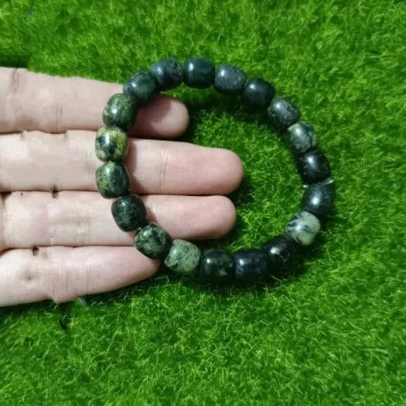 Natural Jade Tibetan Jade Medicine King Stone Old Bead Bracelet Men and Women Health Care Ethnic Style Bracelet Jewelry
