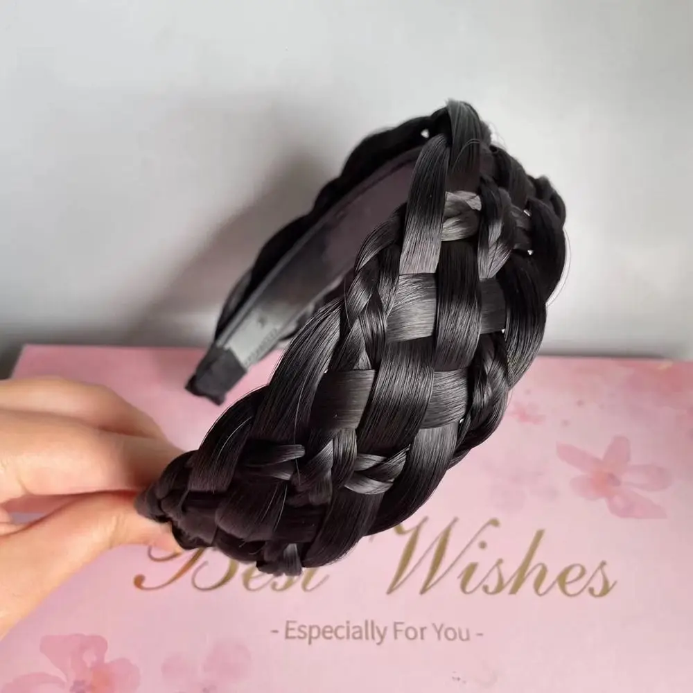 Braid Wash Face Headband Non-slip Twist Braided Wide Hair Hoop Korean Style Headwear Six Strand Wig Headband Female Hairbands