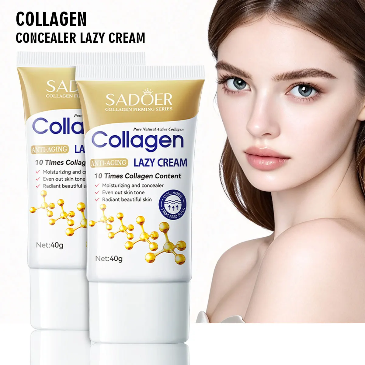 Collagen Concealer Lazy Cream Moisturizing And Concealer Smooth And Tender Skins Even Out Skin Tone，Efficient Concealer