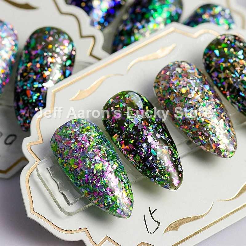 Gel de uñas en polvo con purpurina, lentejuelas, forma Irregular, camaleón para decoraciones de Arte de uñas, 12 colores