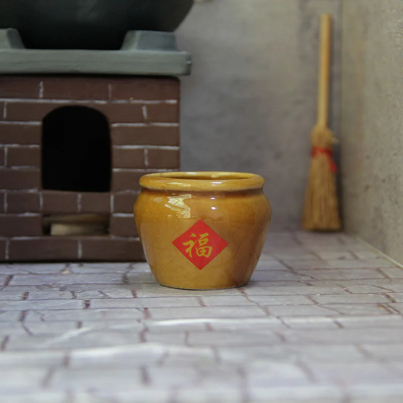 Accesorios para casa de muñecas, Mini tanque de agua de cerámica, mini lavabo de cerámica, olla de cerámica
