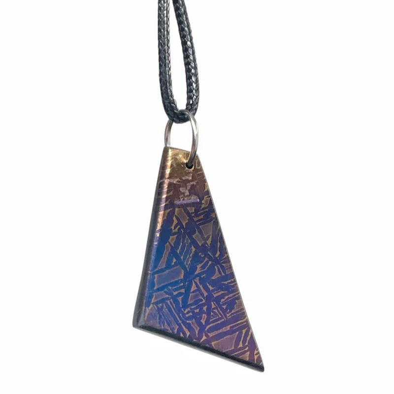Muonionalusta Meteorite Triangle Slab Pendant High Temperature Baking Iron Meteorite Piece Collectible Specimen Necklace LK528