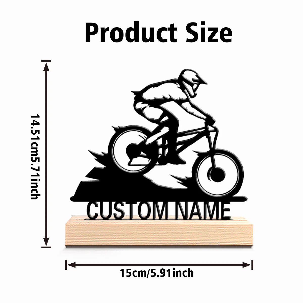 1pc Beauty Personalized Custom Mountain Bike Cross-Country Theme Metal Statues Sports Enthusiast Gift With Wooden Base Perfect