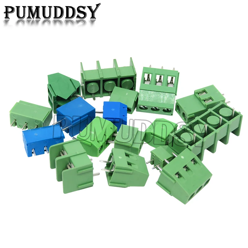 10PCS KF7.62 KF103 KF126 KF128 KF129 KF300 KF301 KF350 Connector PCB Screw Terminal Block Connector 2PIN 3PIN Green Blue