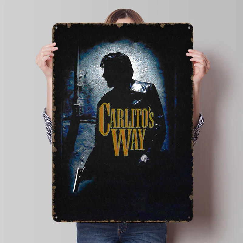 Carlito's Way Film-Poster, bedruckt, individuell gestaltete Retro-Wandkunst, Vintage-Metallblechschilder für die Dekoration von Zuhause, Schlafzimmer, Gaming-Innenräume