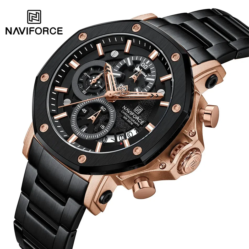 NAVIFORCE Mens Military Sport Watches Stainless Steel Quartz Clock Waterproof Business Luxury relogio masculin