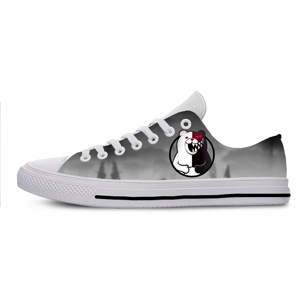 Hot Summer Anime Manga Game DanganRonpa Monokuma Low Top Lightweight Cool Casual Shoes Breathable Board Shoes Men Women Sneakers