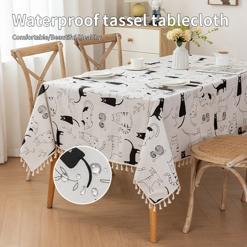 

Cartoon Tassel Dining Tablecloth Rectangular Four-season Universal Coffee Table High-end Decorative Table cloth