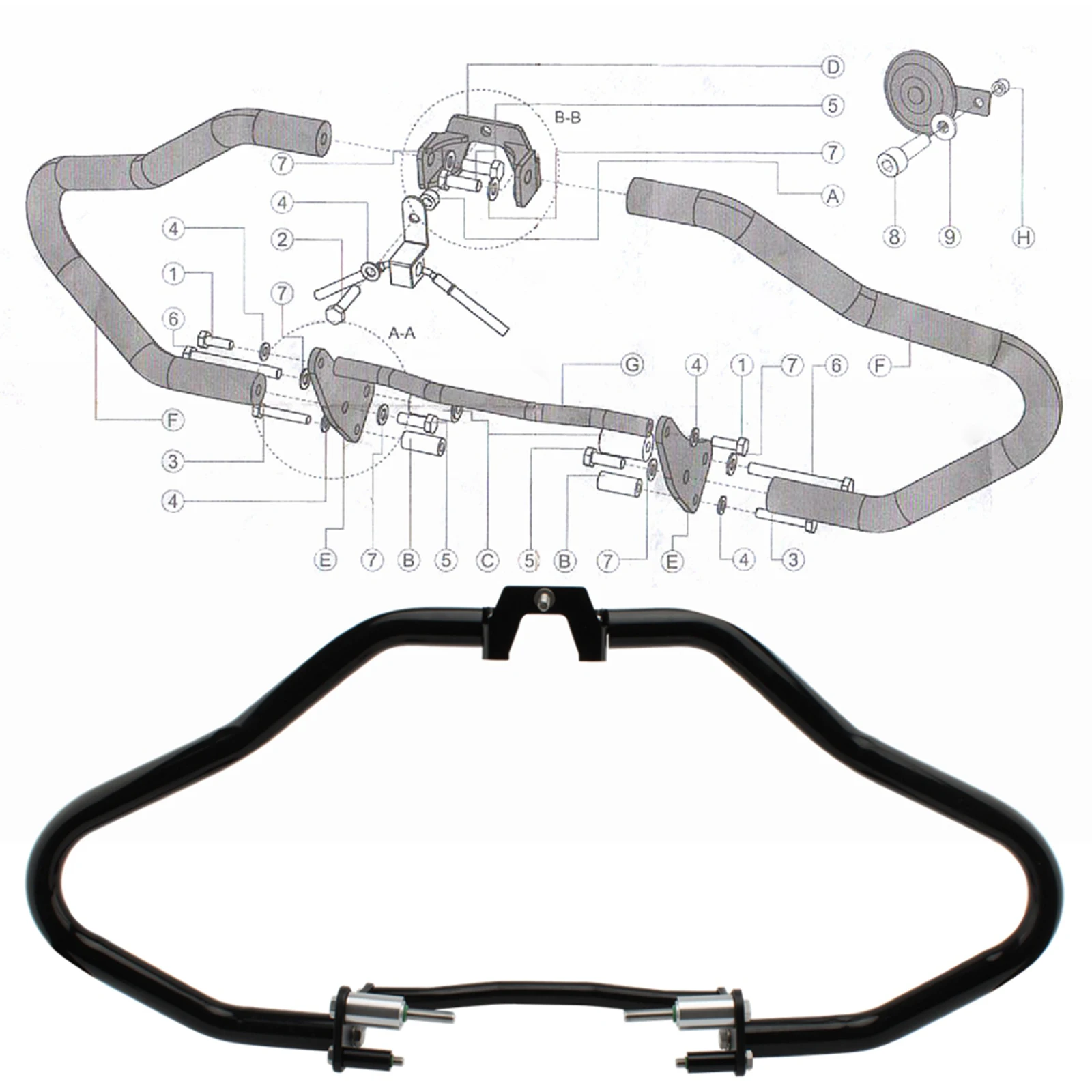 Stoßstange Motorschutz Sturzbügel Schwarz für Bmw R18 Classic 2020-2021