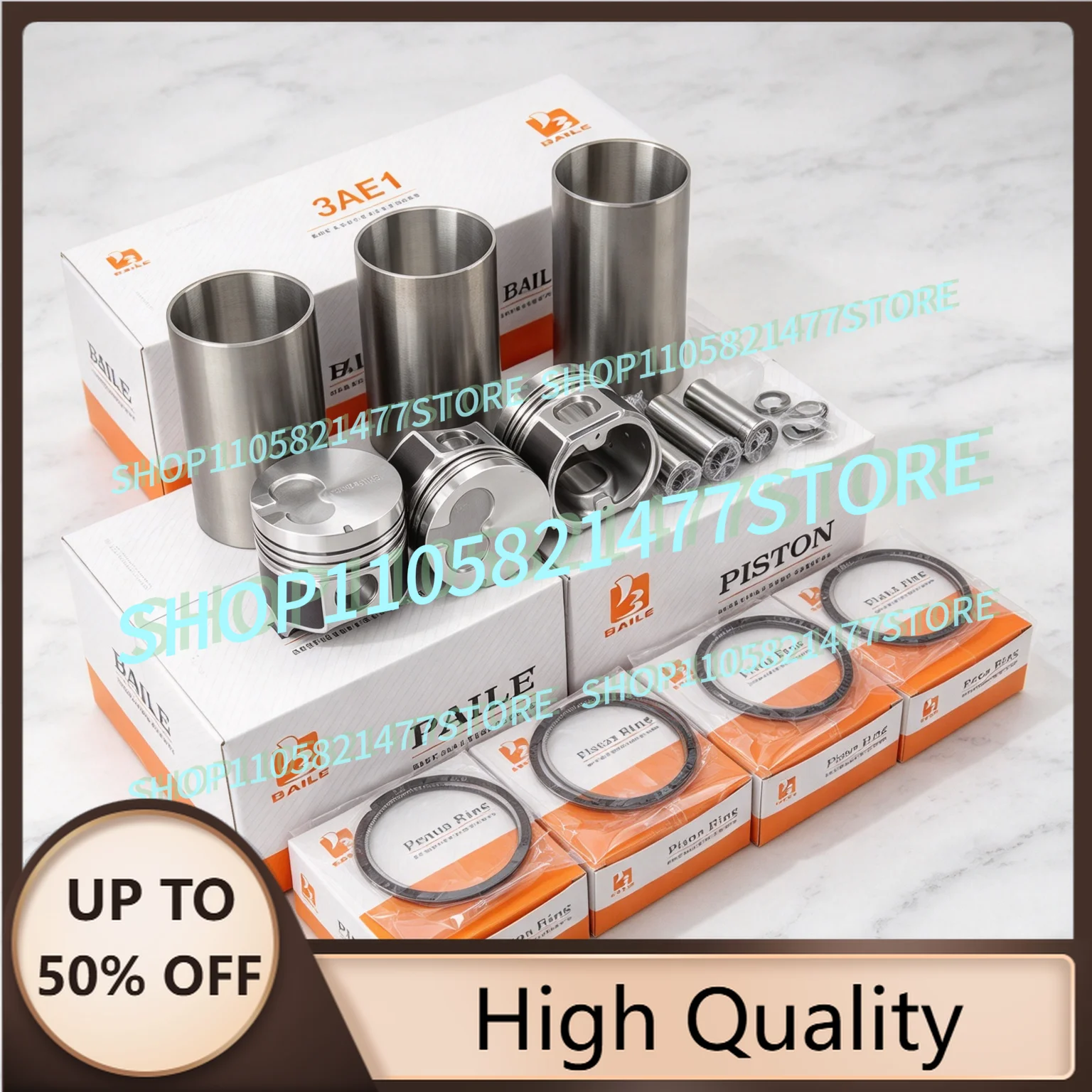 For 3AE1 Overhaul Rebuild Kit Piston With Rings Cylinder Liner Engine Parts 80mm