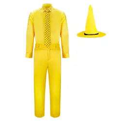 Movie Curious George Cosplay Costume Men's Suit Yellow Hat Ted Halloween Outfits