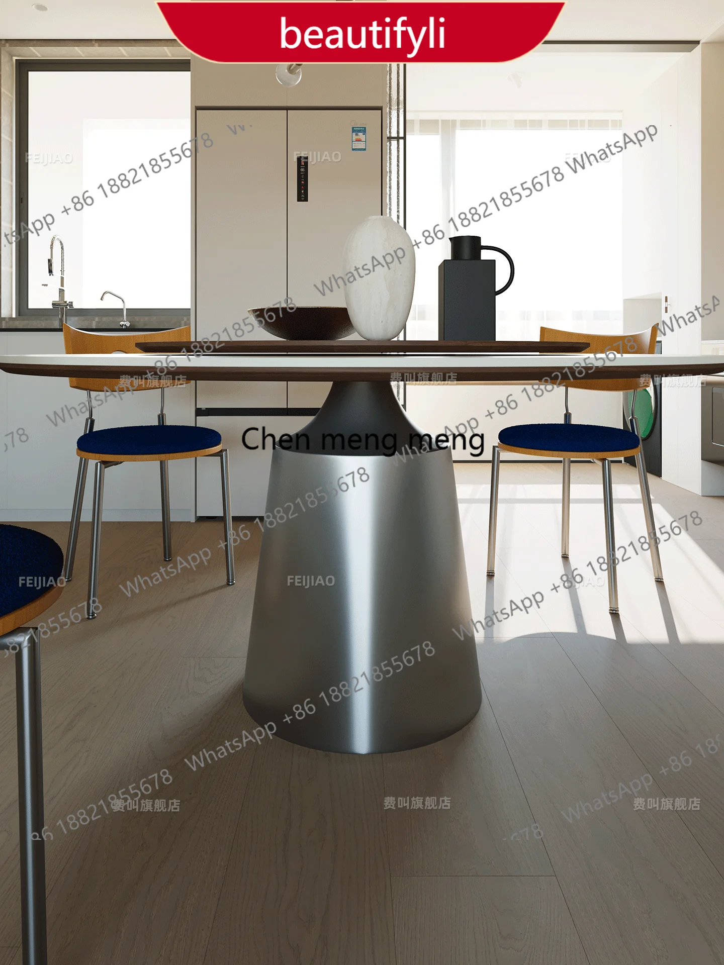 

A38 Round dining table Modern simple household small apartment Bauhaus round dining table with turntable Premium sense