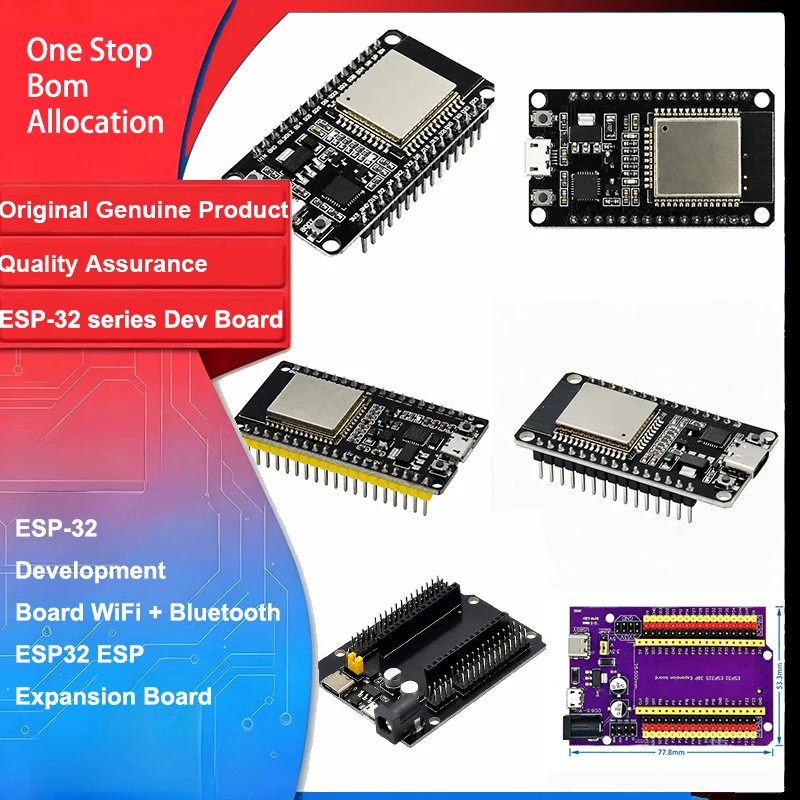 ESP‑32 Development Board Wi‑Fi + Bluetooth  2.4 GHz Dual‑Core CPU Low‑Power ESP32 ESP‑32S ESP32 Expansion Board for Arduino