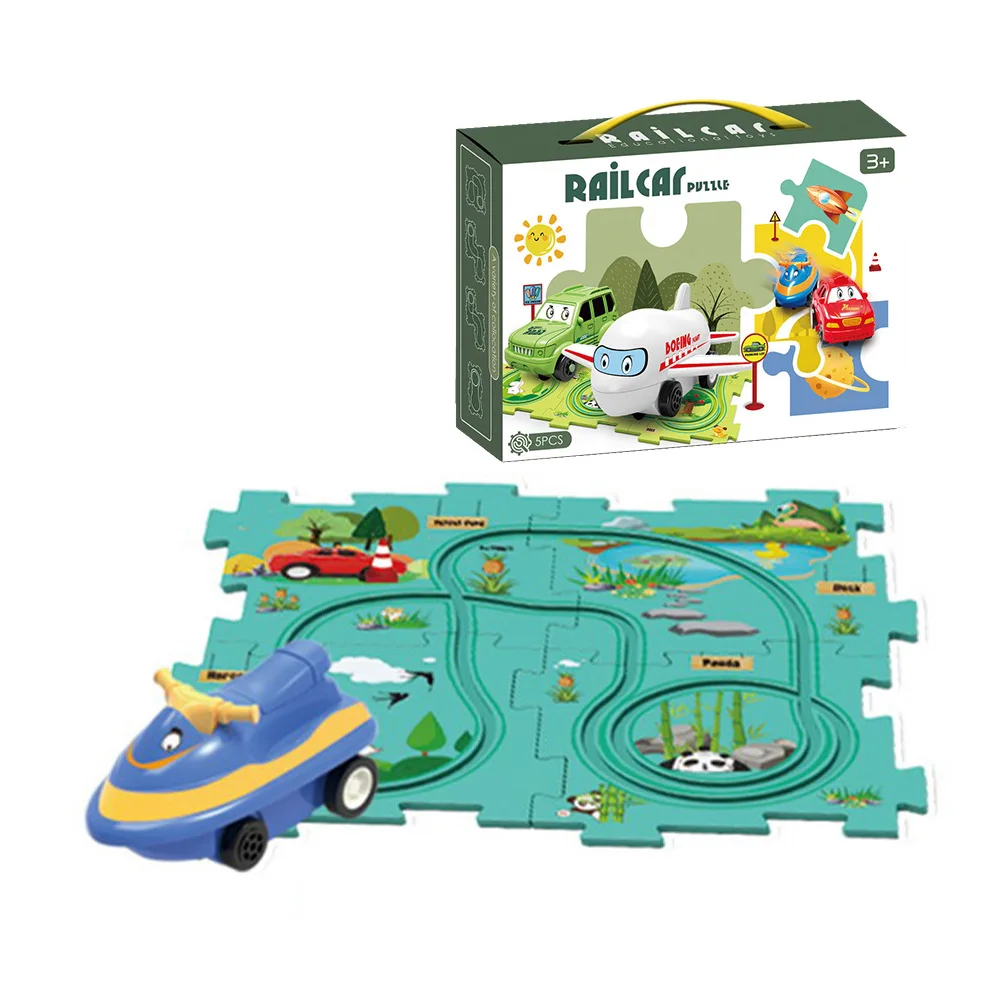 Electric Car Sea World Scene Children's Fun Puzzle 5pcs Electric Assembly Rail Car Puzzle Creative Toys Gift Box Packing B020