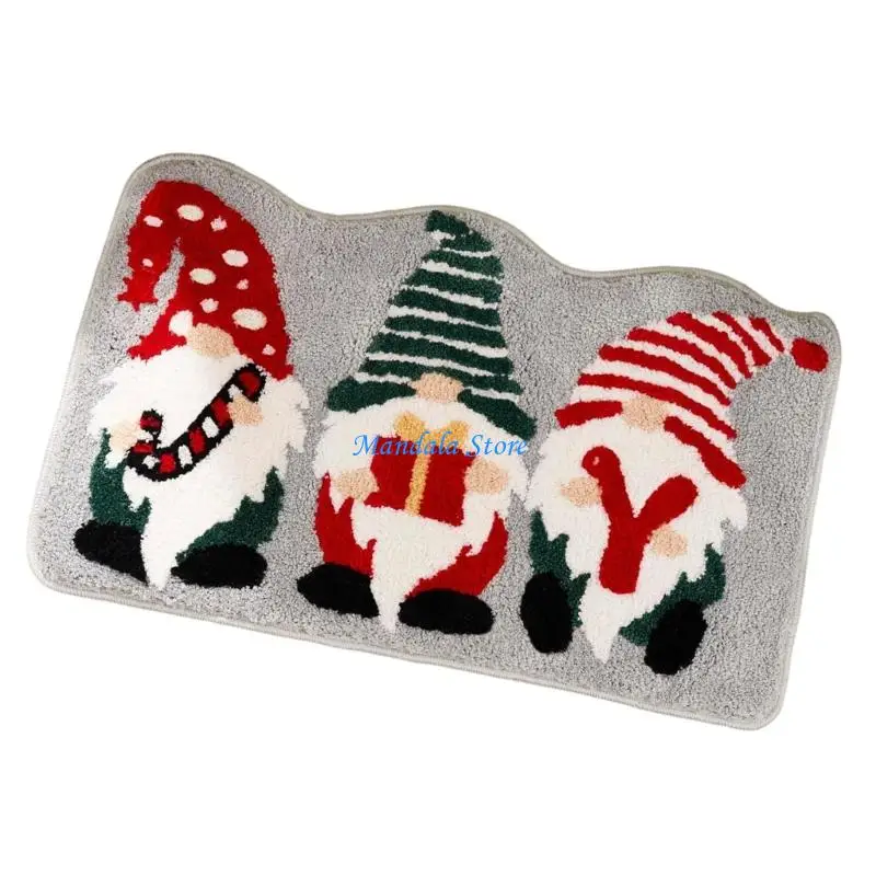 U2JC Winter Themed Plush Bath Mats Skid Resistant Quick Drying Bathroom Decoration