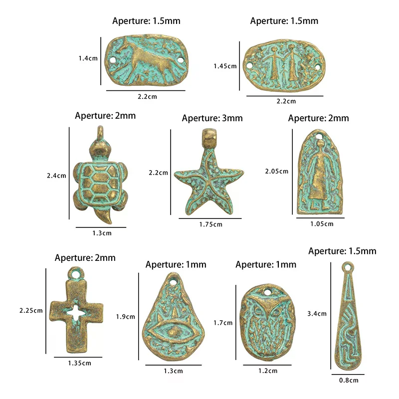 10Pcs Various Retro Totem Style Metal Button Pendants For Clothing Coats Uniforms Jacket Decor Hanging DIY Making Accessories