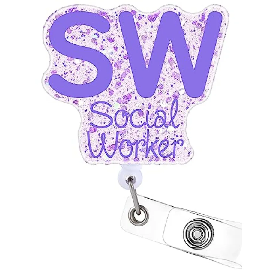 

Social Worker Badge Reel Holder Retractable with ID Clip for Nurse Nursing Name Tag Card Nursing Student Doctor RN LVN Medical