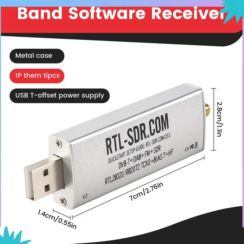 ABZW RTL SDR V3 R820T2 RTL2832U 1PPM TCXO SMA RTLSDR نظام اتصالات الراديو المحدد بالبرمجيات