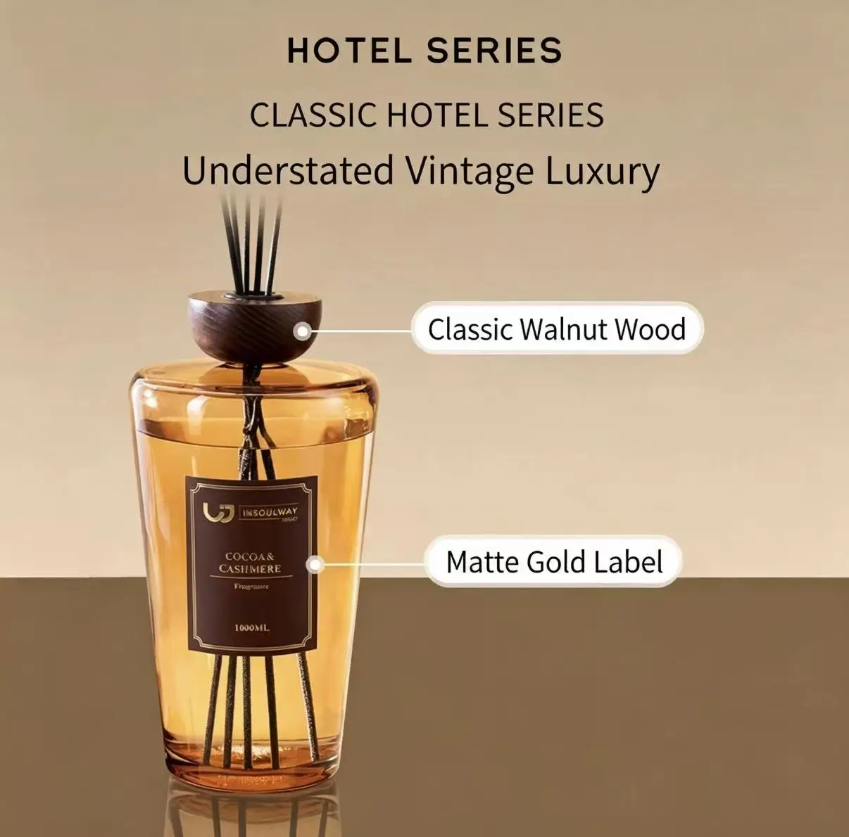 1L Fresh Air Rattan Reed Diffuser Perfume, Bedroom Natural Light Fragrance, Office Study Decor