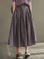 Jupe trapèze longue décontractée pour femmes, style vintage, imprimé floral, confortable, élégante, D536, nouvelle arrivée, automne, 2023