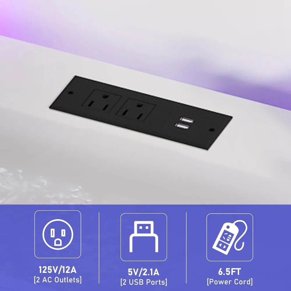 حامل تلفزيون LED مع مخرج طاقة لتلفزيون 65 70 بوصة، 63 مركز ترفيه حديث مع ضوء 7000 لون لوحدة تحكم تلفزيون عالي اللمعان P S 5