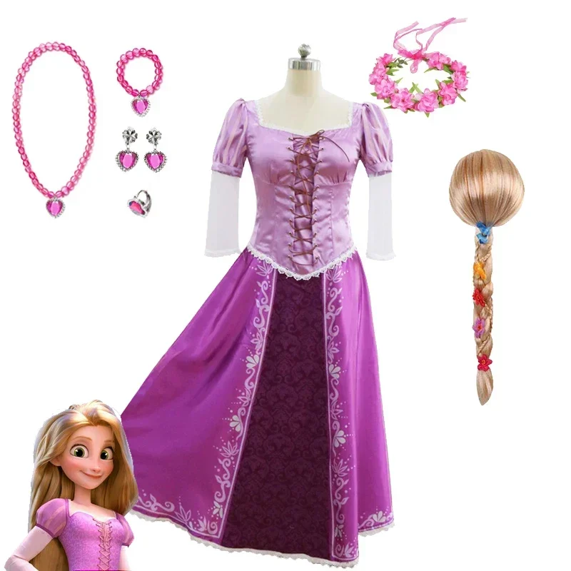 Original  Tangled Princess Dress Fancy Girl Halloween Birthday Party Cosplay Rapunzel Costumes Women Christmas Gifts Dress$0$i