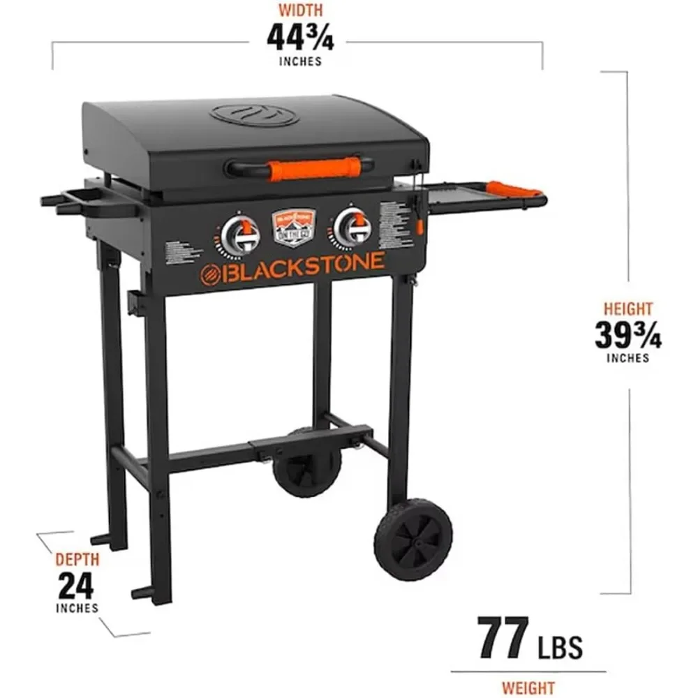 22in Griddle with Hood and Grills Stand, Outdoor Flat Top Grills Propane Portable Gas Grill for Camping and BBQ Grill