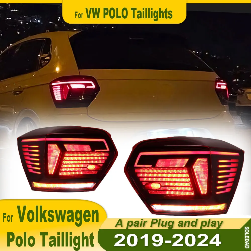 Car Taillight For VW Polo LED Taillight 2019-2024 New Polo Tail Lamp Car Styling DRL Signal Projector Lens Auto Accessories Rear