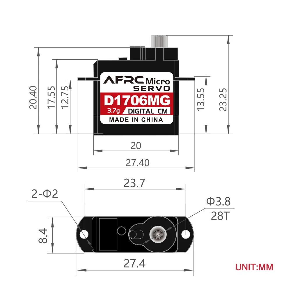 AFRC D1706MG 3.7g Metal Gear Micro Digital Servo 0.065sec Fast For Mini RC Car Indoor 3D Flight Airplane Parts and Accessories