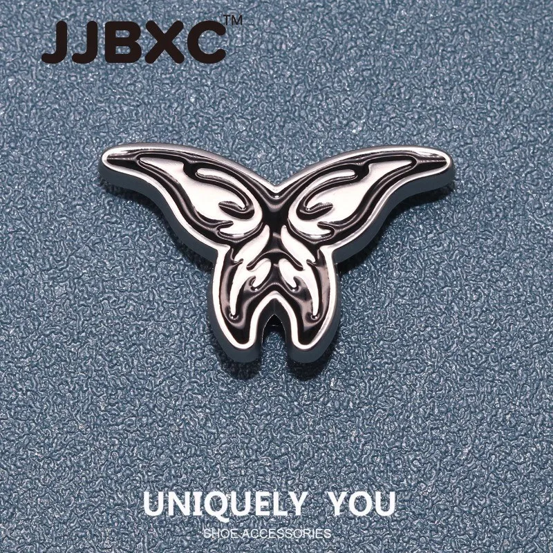 JJBXC CHARM Metal Shoe Buckle cross Shoe Accessories Silver Metal Butterfly Chain DIY Fashion Shoe Accessories