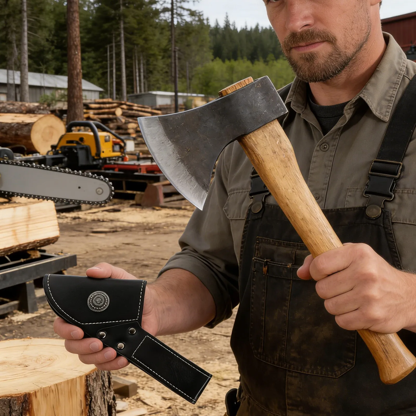 Camping Axe Cover Sheath PU Blade Guard Protector Snap Closure Full Coverage Hatchet Edge Safety Cover Bushcraft