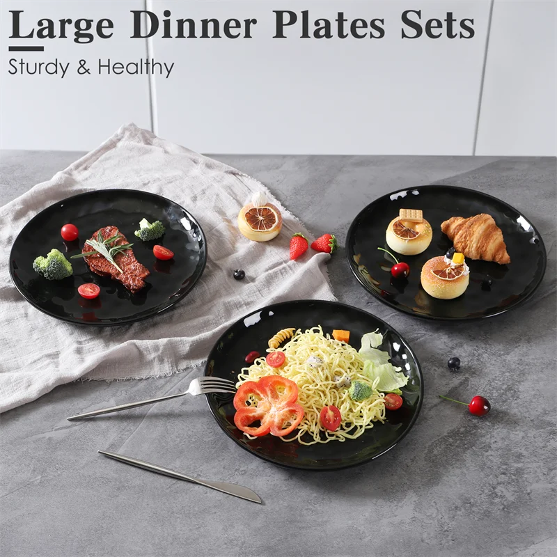 6PCS Creative Ceramic Plate Steak Plate Sushi Plate Fashion Western Food Plate Vegetable Black Tableware Western Restaurant