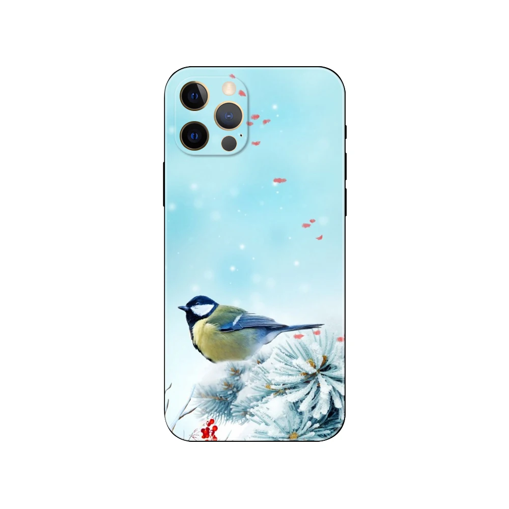 Spring Flower Birds ，phone case for iphone，14 2020se 6 6s 7 8 plus x 10 XR XS 11 12 13 mini pro MAX soft black tpu back cover