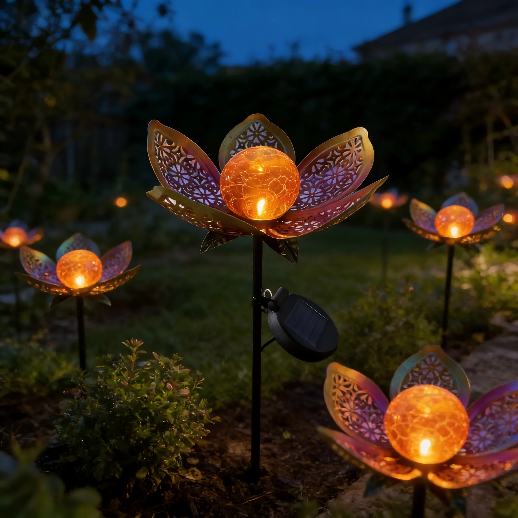 Solar Powered Tulip Glass Ball Ground Insert Lights Garden Decorative Lighting Holiday Gift