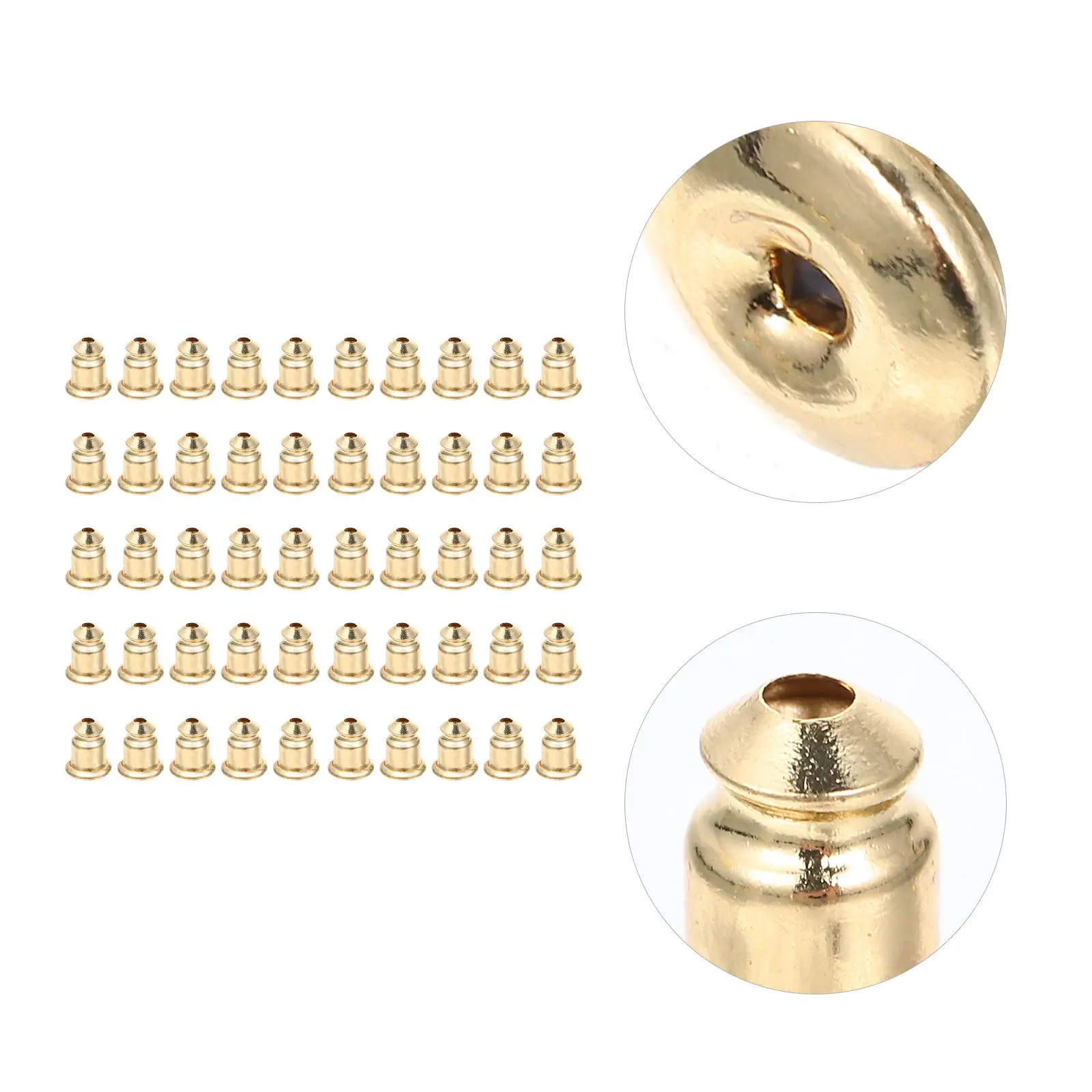100Pcs Copper Earring Backs Smooth Edge Safety Stoppers Lightweight Secure Jewelry Making Supplies