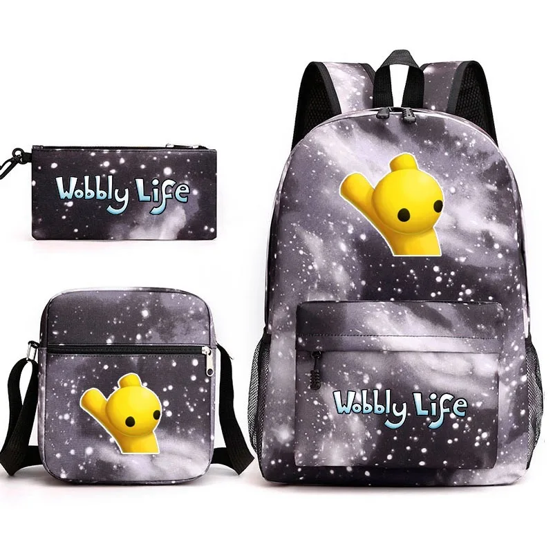 Mode Neue Spiel Wobbly Life Rucksack Bleistift Fall Schulter Tasche Student Rucksack Drei Stück Set Urlaub Geschenk