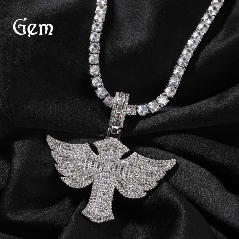 Cross-Border European and American Angel Wings Cross Jeweled Pendant Fashion Unique Hipster Hip Hop Ear Accessories One Piece Dr