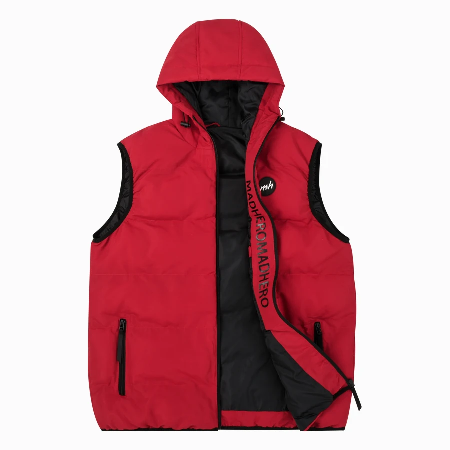 Winter Men Puffer Vest With Hood Mens Hooded Vest Quilted Sleeveless Mens Outdoor Vest