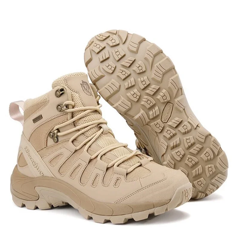 

2025 модные мужские ботинки, уличные кожаные ботинки, дышащая походная обувь, большие размеры 46, ботинки для пустыни, осенняя обувь для прогулок