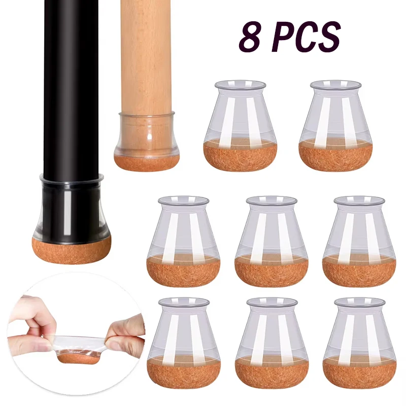 

8 PCS Chair Leg Floor Protectors for Hardwood Floors, Thick Silicone Rubber Covers, Scratch-Resistant & Noise Reducing