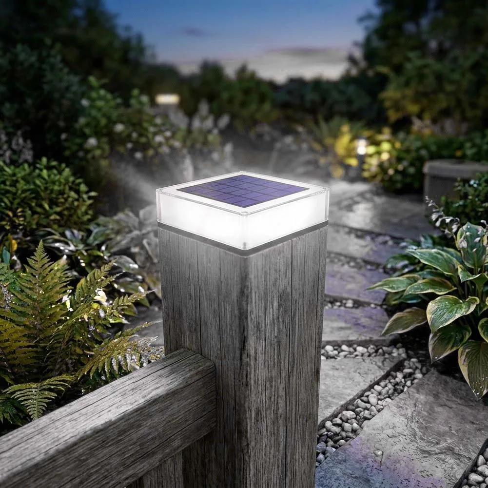 5x5 Color Changing Solar Post Cap Lights Waterproof 7 Color LED Fence Deck Lamp For Garden Pathway Outdoor Decorative Lighting