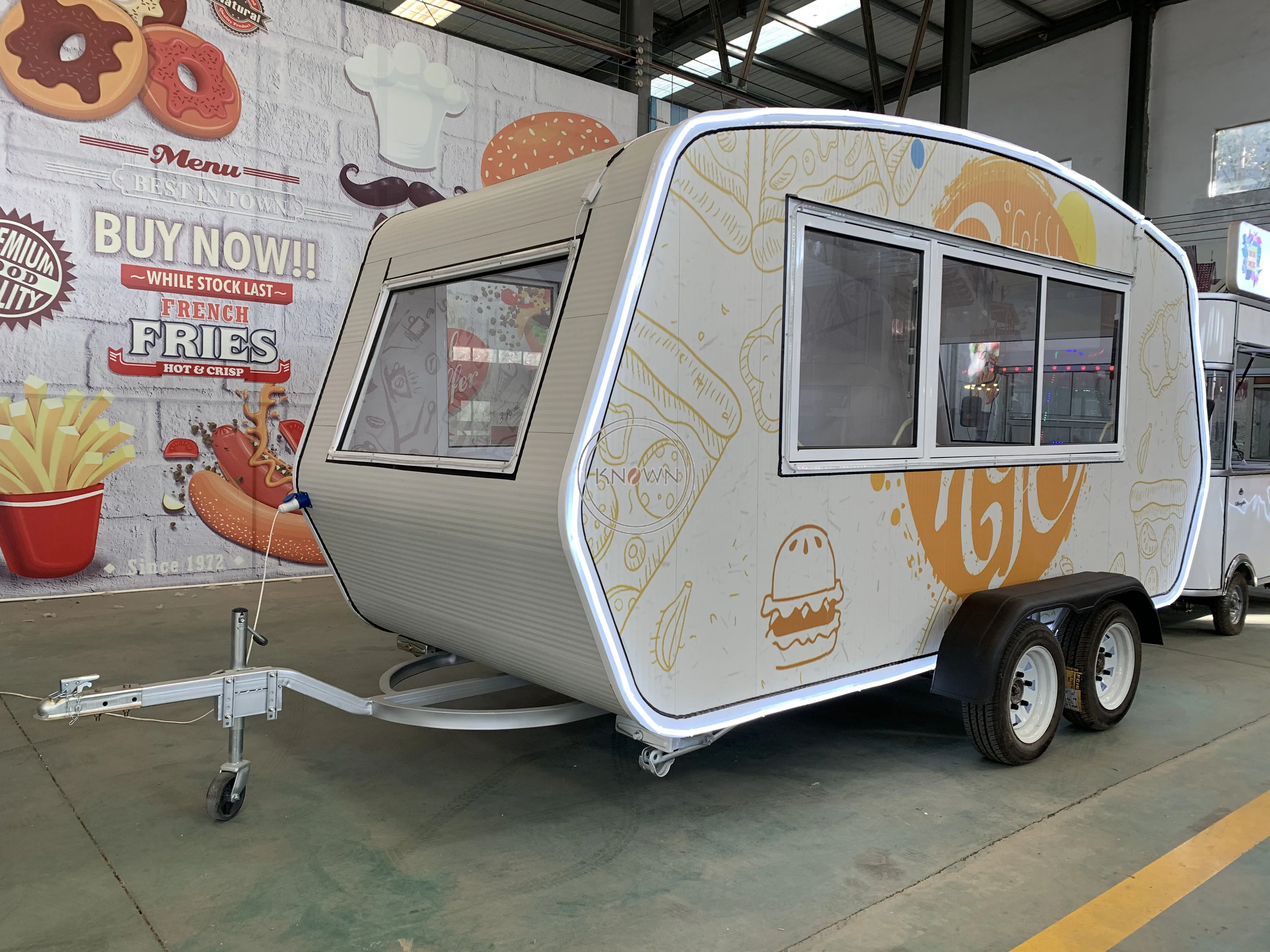 Remolque de comida estándar europeo con carrito de comida móvil rápido CE DOT para venta, furgoneta Expendedora de Catering Comercial de EE. UU.