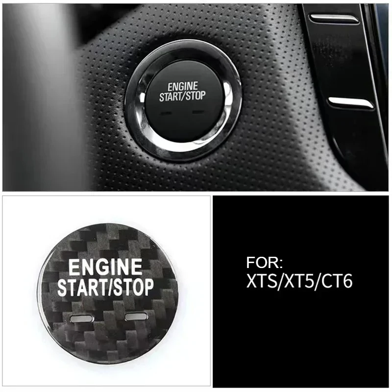 

For Cadillac Escalade XTS XT5 CT6 CT4 CT5 Real Dry Carbon Fiber Start Stop Push Button Engine Ignition Switch Protectiv Sticker