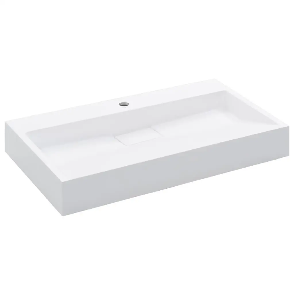 31.5x18.1x4.3 White Wash Basin - Durable Mineral & Marble Cast Sink