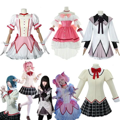 Madoka Homura Akemi Cosplay Costume Anime Madoka Magica Girl Outfit Halloween Party Dress School Uniform Roleplay Character