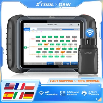 XTOOL D8W BT V2.0 OBD2 Diagnostic Tool ECU Coding VAG Guided Bluetooth Automotive Scanner Topology with 42+ Reset CANFD&DOIP&FCA
