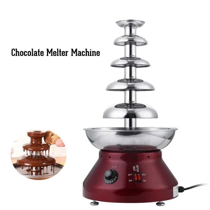

5 Layer Electric Chocolate Fountain Melting Furnace Commercial Wedding Melter Heating Device for Chocolate Dipping